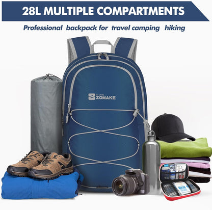 Lightweight Packable Backpack 35L, Foldable Backpacks Water Resistant Collapsible Light Daypack for Hiking(Silver Grey)