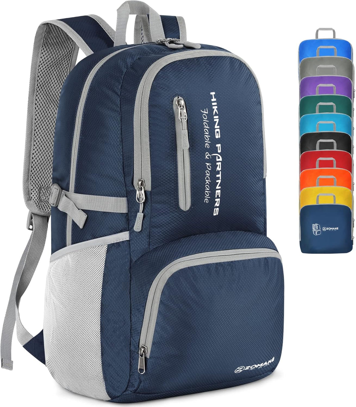 Lightweight Packable Backpack 35L, Foldable Backpacks Water Resistant Collapsible Light Daypack for Hiking(Silver Grey)