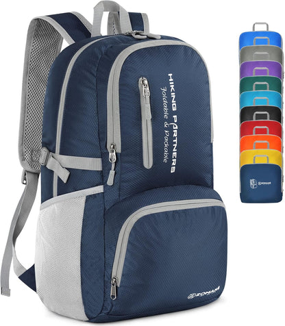 Lightweight Packable Backpack 35L, Foldable Backpacks Water Resistant Collapsible Light Daypack for Hiking(Silver Grey)