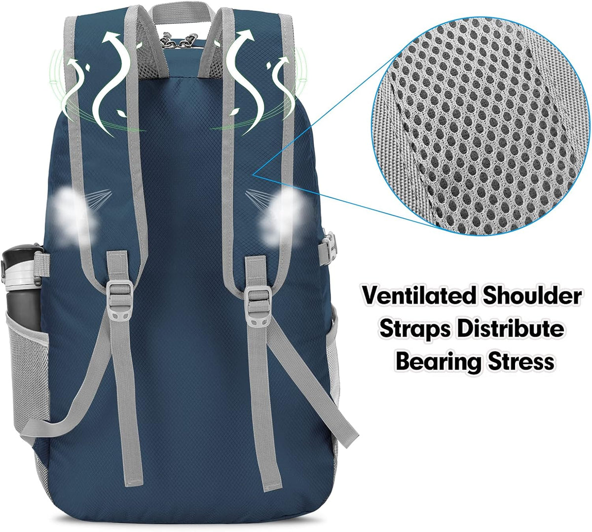 Lightweight Packable Backpack 35L, Foldable Backpacks Water Resistant Collapsible Light Daypack for Hiking(Silver Grey)