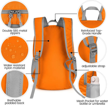 Lightweight Packable Backpack 35L, Foldable Backpacks Water Resistant Collapsible Light Daypack for Hiking(Silver Grey)