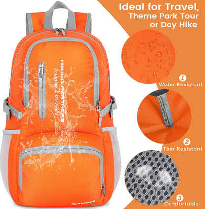Lightweight Packable Backpack 35L, Foldable Backpacks Water Resistant Collapsible Light Daypack for Hiking(Silver Grey)