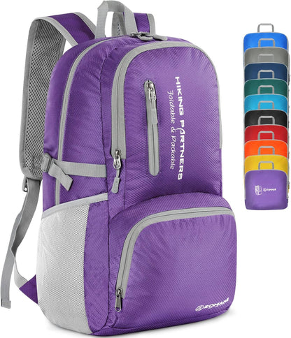 Lightweight Packable Backpack 35L, Foldable Backpacks Water Resistant Collapsible Light Daypack for Hiking(Silver Grey)