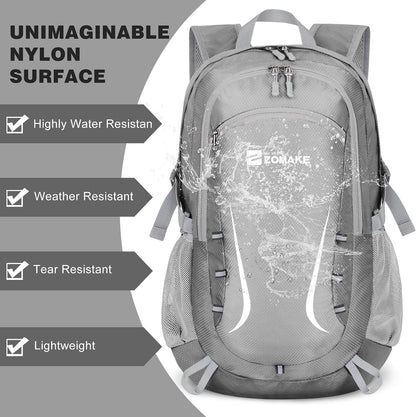 Lightweight Packable Backpack 35L, Foldable Backpacks Water Resistant Collapsible Light Daypack for Hiking(Silver Grey)