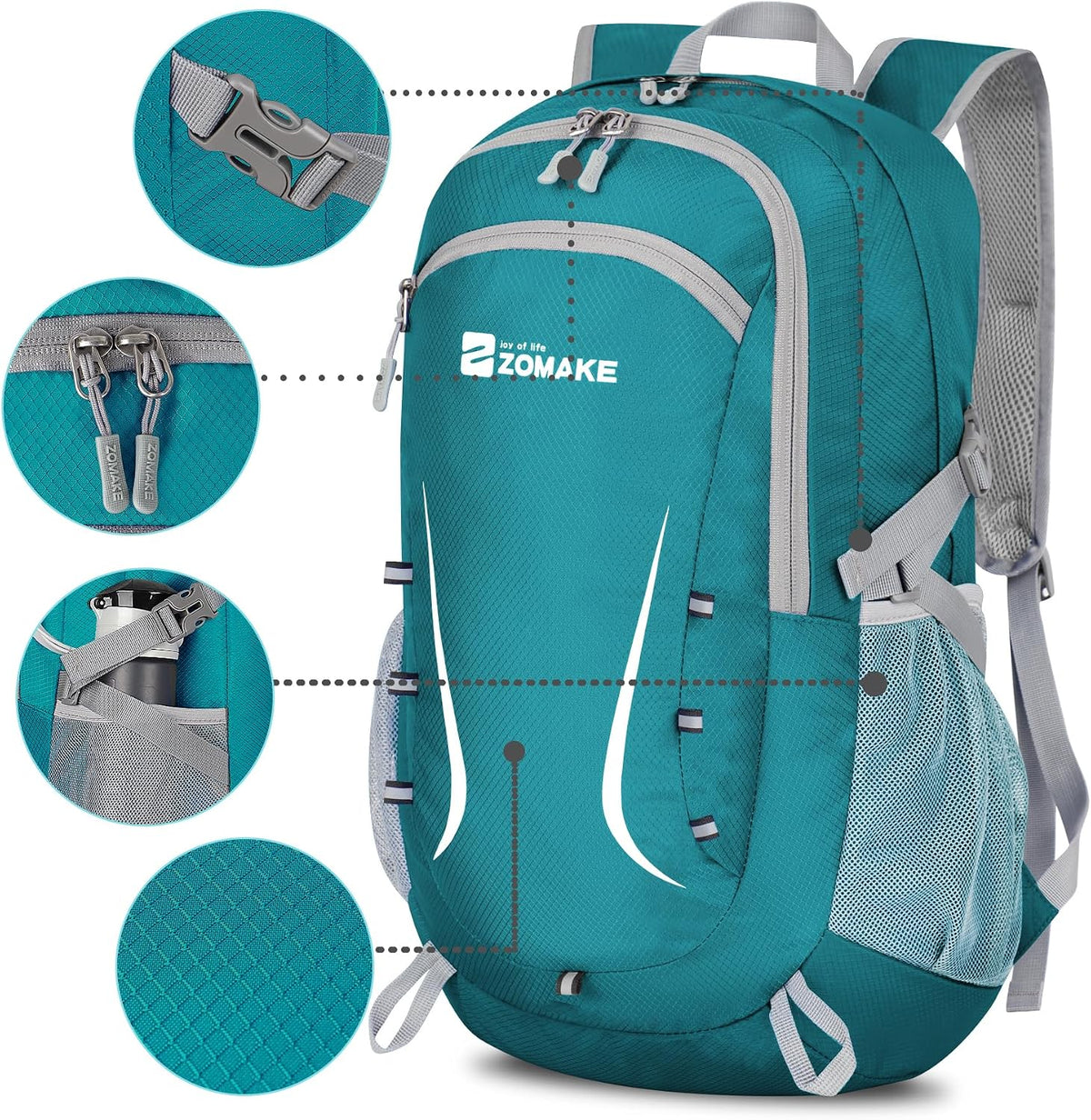 Lightweight Packable Backpack 35L, Foldable Backpacks Water Resistant Collapsible Light Daypack for Hiking(Silver Grey)