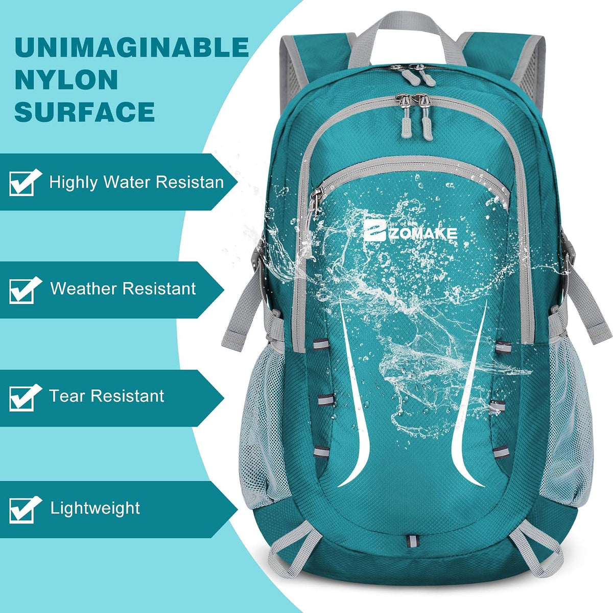 Lightweight Packable Backpack 35L, Foldable Backpacks Water Resistant Collapsible Light Daypack for Hiking(Silver Grey)