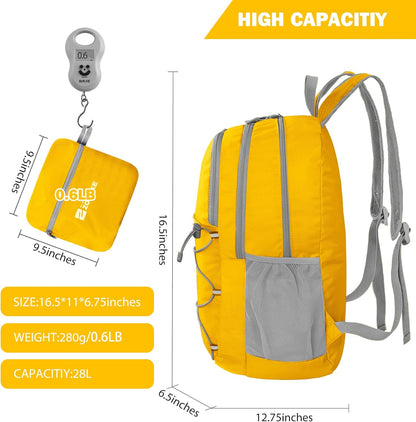 Lightweight Packable Backpack 35L, Foldable Backpacks Water Resistant Collapsible Light Daypack for Hiking(Silver Grey)