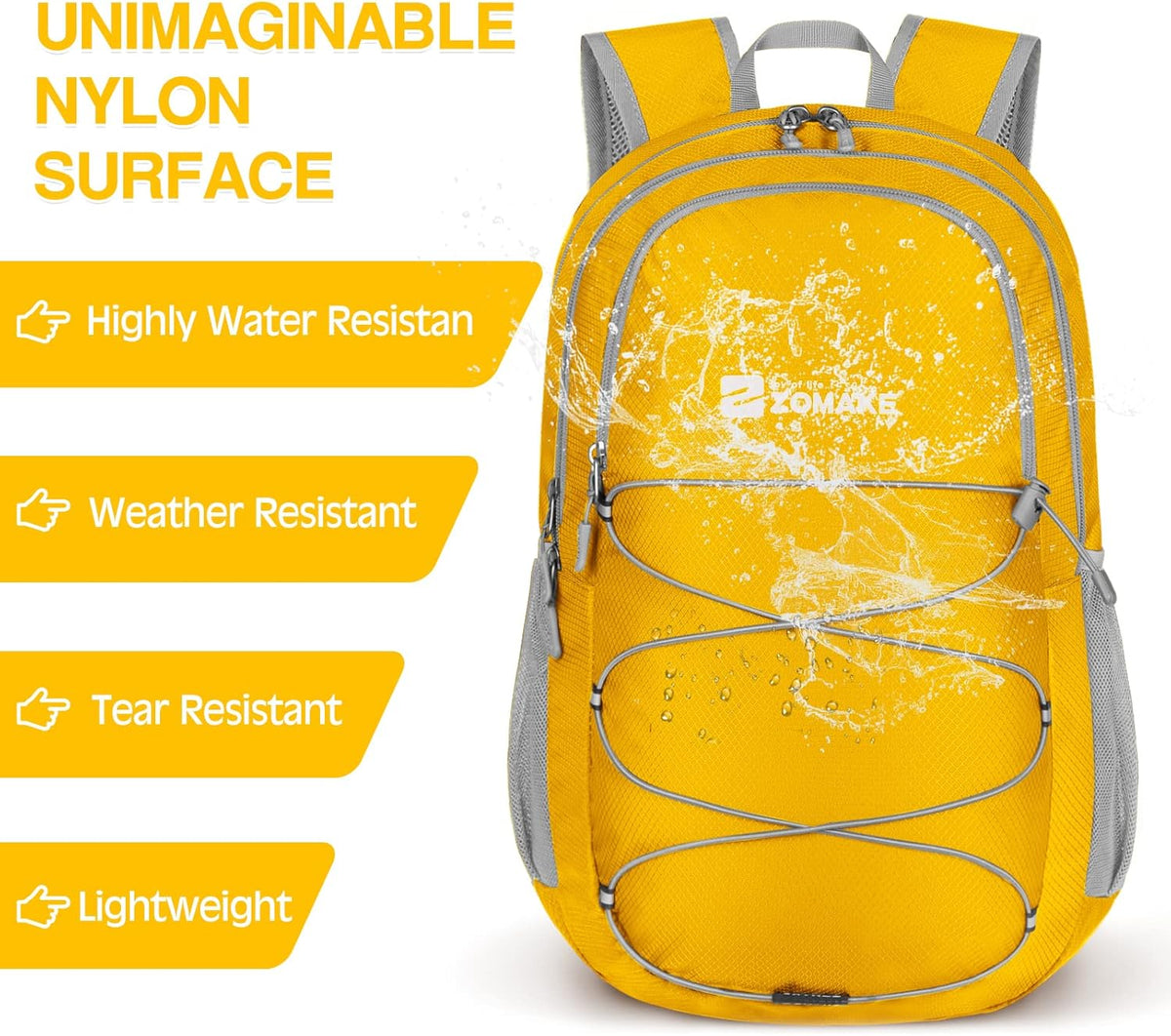 Lightweight Packable Backpack 35L, Foldable Backpacks Water Resistant Collapsible Light Daypack for Hiking(Silver Grey)