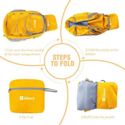 Lightweight Packable Backpack 35L, Foldable Backpacks Water Resistant Collapsible Light Daypack for Hiking(Silver Grey)