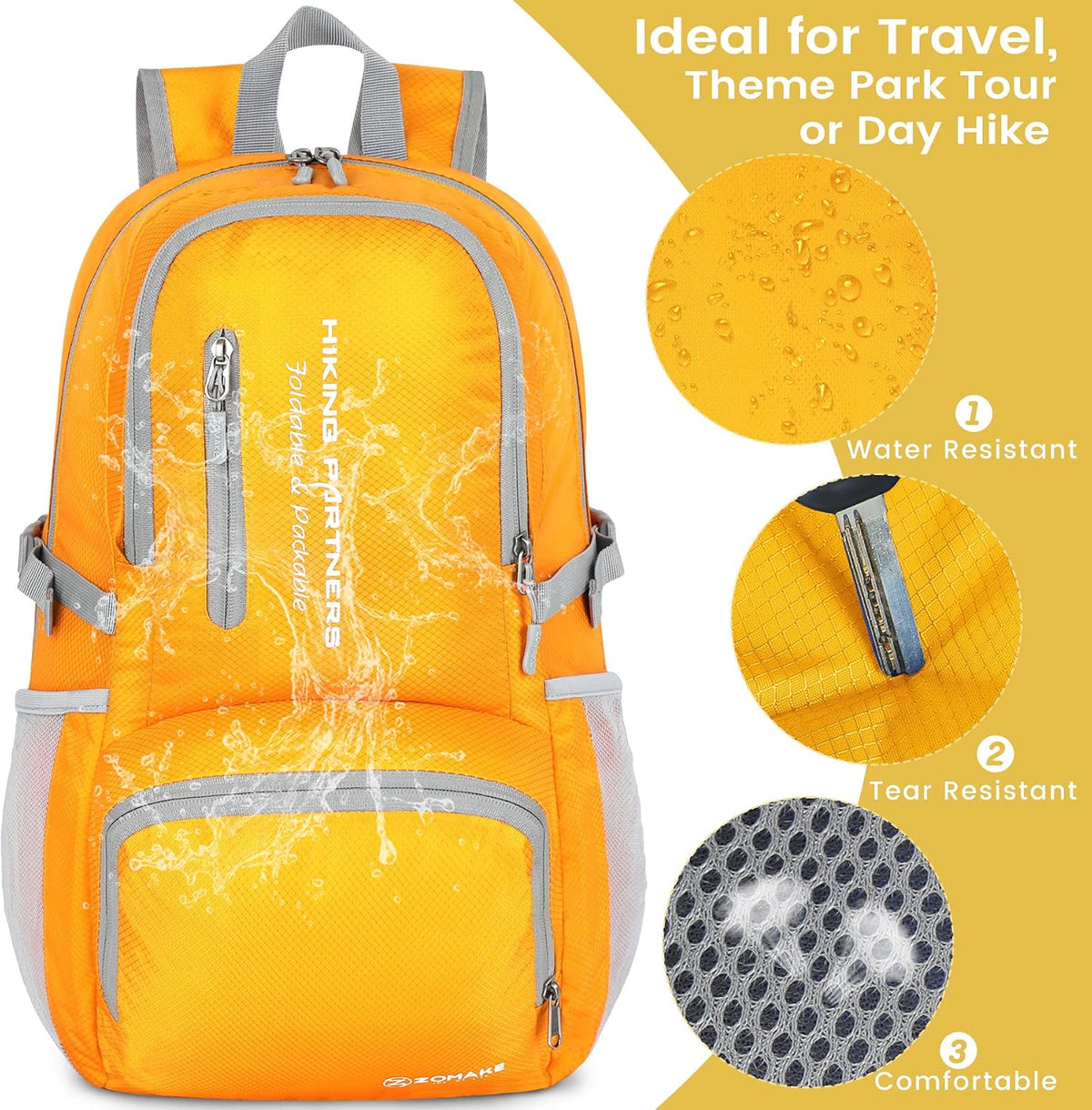 Lightweight Packable Backpack 35L, Foldable Backpacks Water Resistant Collapsible Light Daypack for Hiking(Silver Grey)
