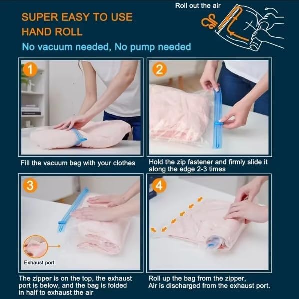 Compression Bags - Travel Accessories - 10 Pack Space Saver Bags - No Vacuum or Pump Needed - Storage Bags for Travel Essentials - Home Packing-Organizers