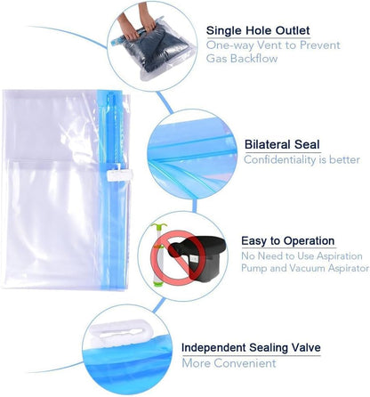 Compression Bags - Travel Accessories - 10 Pack Space Saver Bags - No Vacuum or Pump Needed - Storage Bags for Travel Essentials - Home Packing-Organizers