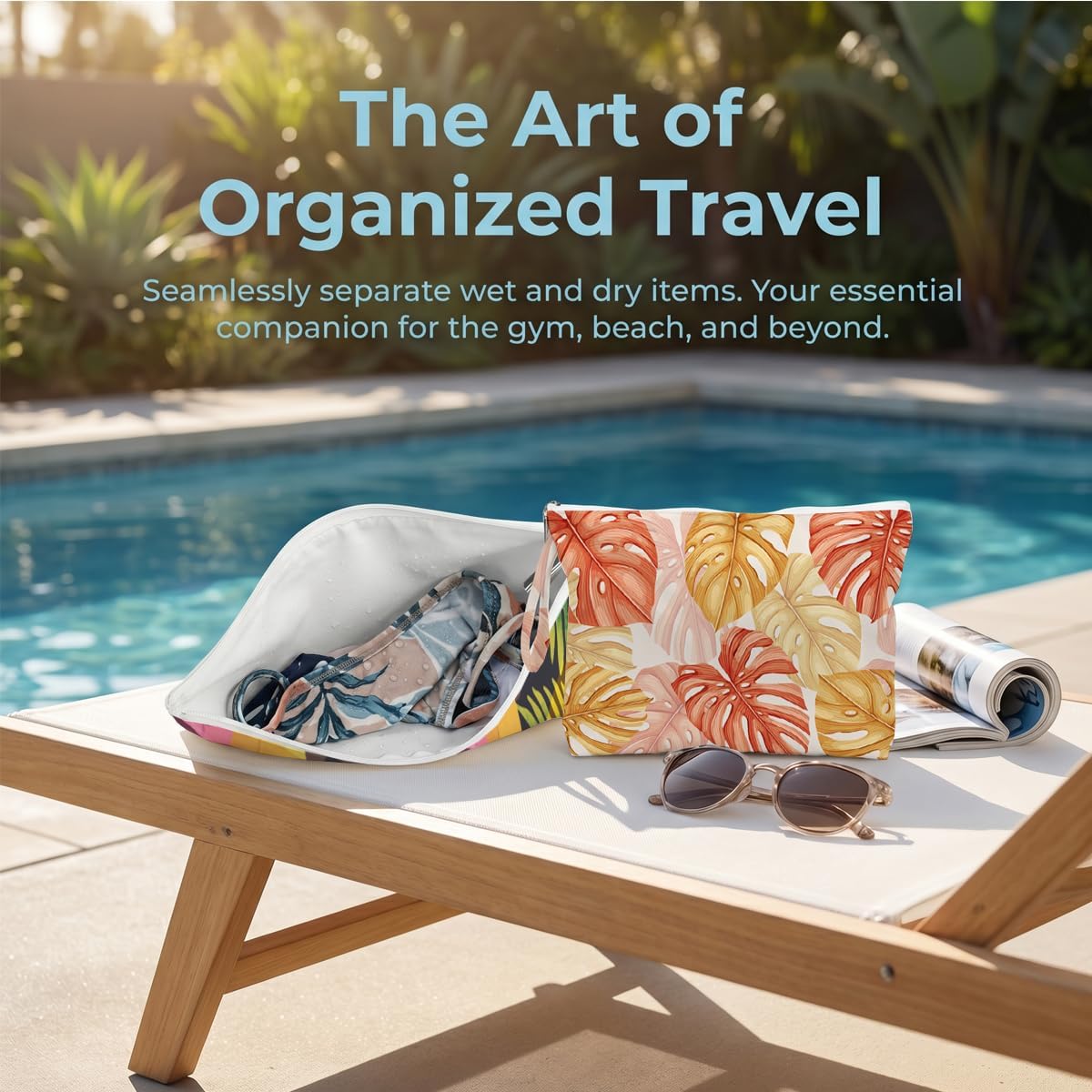 Wet Bag, 2 Pack Travel Vacation Reusable Waterproof Dry Wet Zipper Organizer for Weekend Getaway Beach Trip Gym Daily Toiletry Storage