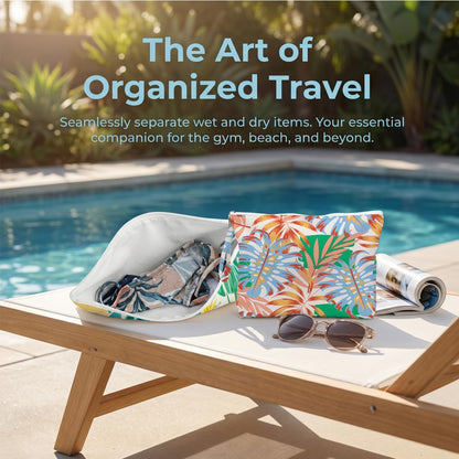 Wet Bag, 2 Pack Travel Vacation Reusable Waterproof Dry Wet Zipper Organizer for Weekend Getaway Beach Trip Gym Daily Toiletry Storage