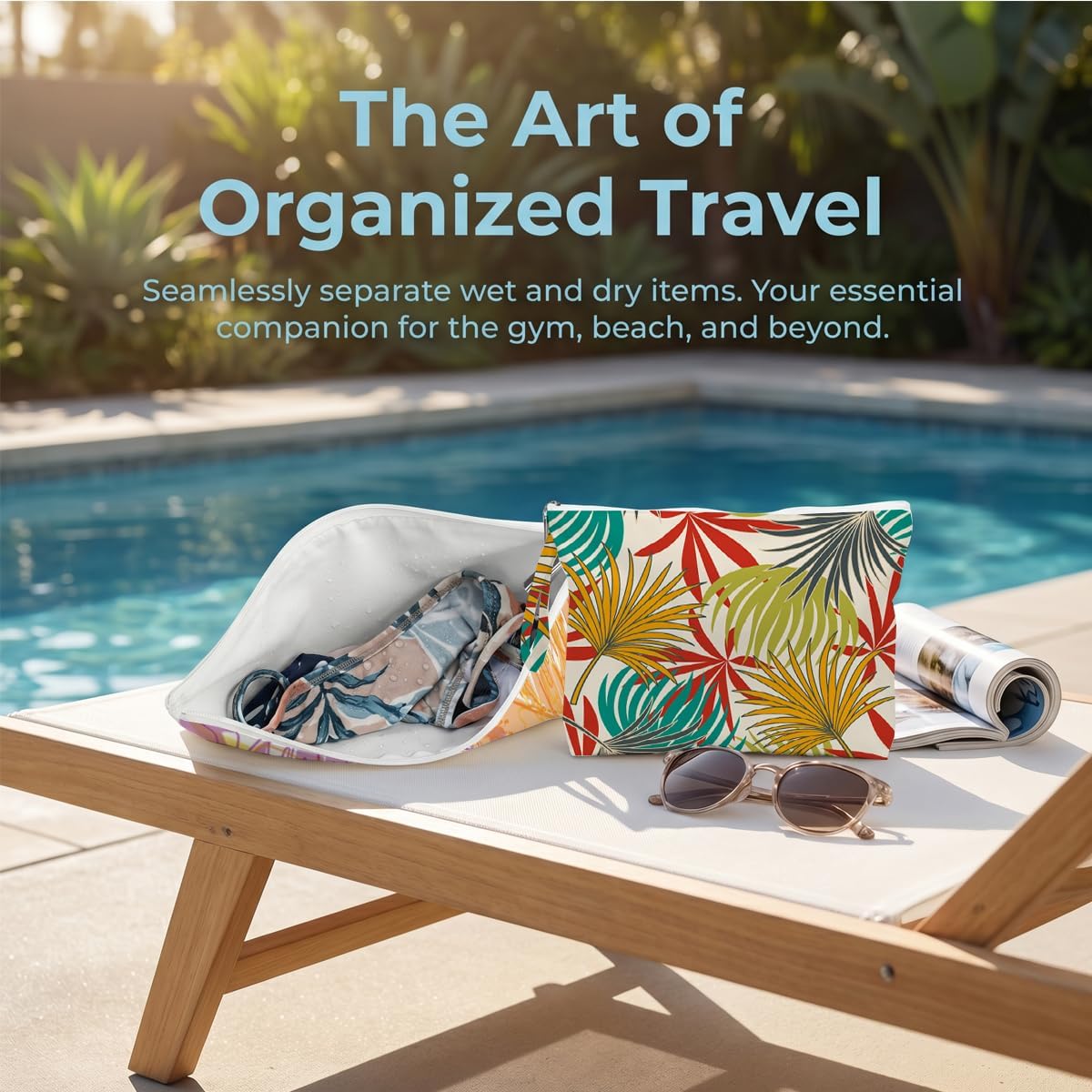 Wet Bag, 2 Pack Travel Vacation Reusable Waterproof Dry Wet Zipper Organizer for Weekend Getaway Beach Trip Gym Daily Toiletry Storage