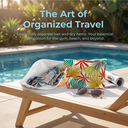 Wet Bag, 2 Pack Travel Vacation Reusable Waterproof Dry Wet Zipper Organizer for Weekend Getaway Beach Trip Gym Daily Toiletry Storage