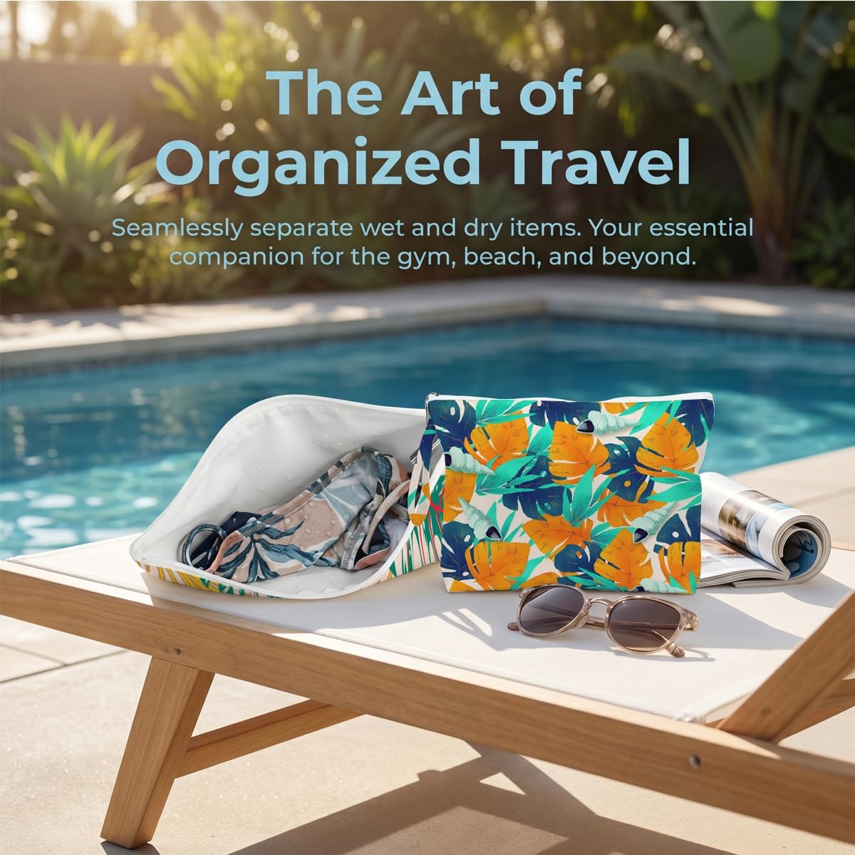 Wet Bag, 2 Pack Travel Vacation Reusable Waterproof Dry Wet Zipper Organizer for Weekend Getaway Beach Trip Gym Daily Toiletry Storage
