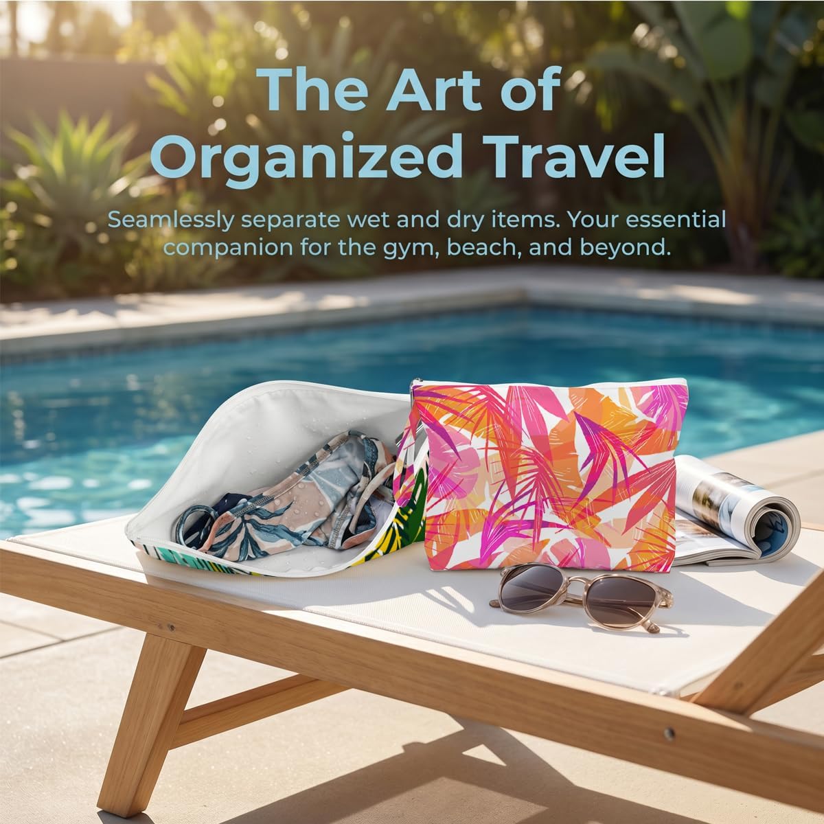 Wet Bag, 2 Pack Travel Vacation Reusable Waterproof Dry Wet Zipper Organizer for Weekend Getaway Beach Trip Gym Daily Toiletry Storage
