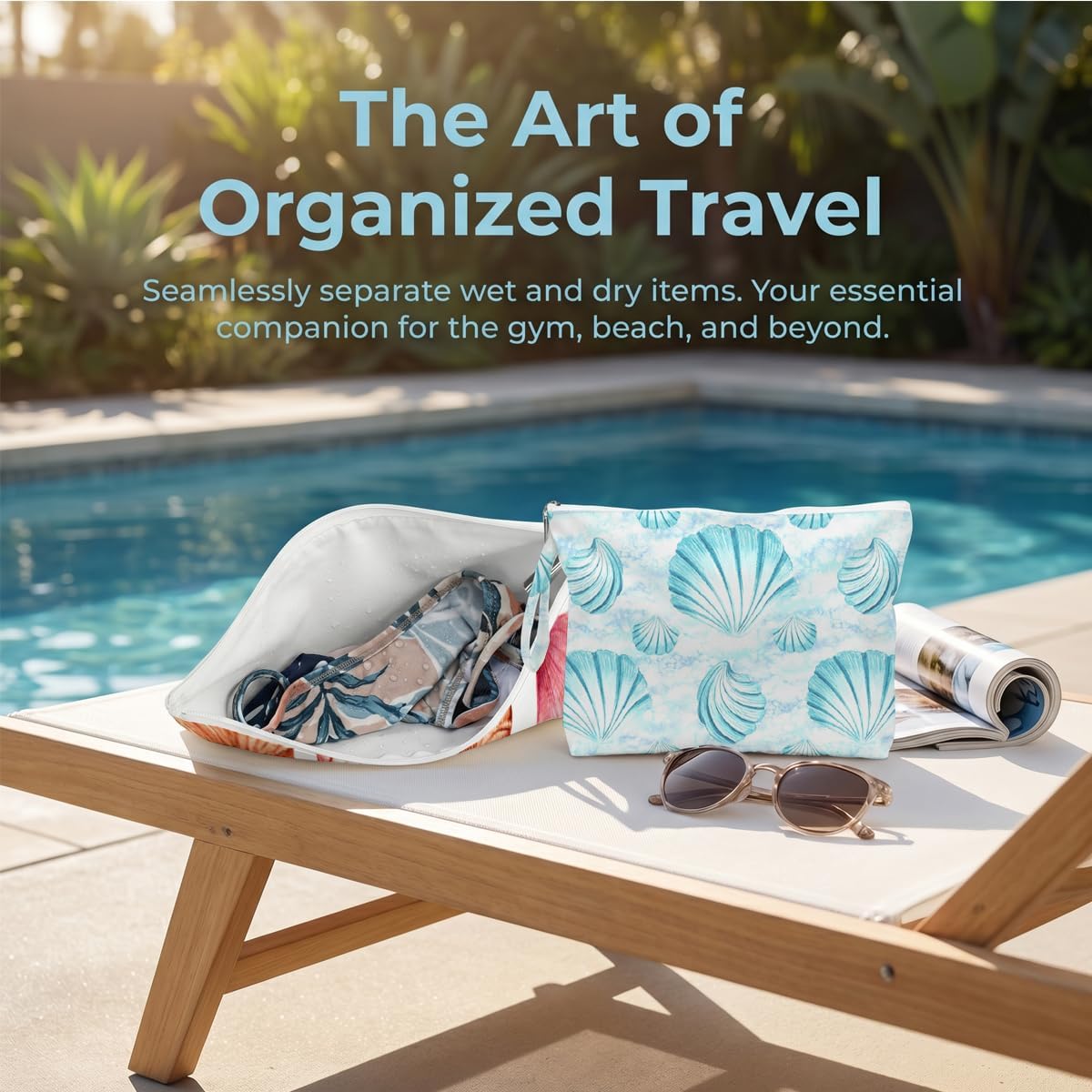Wet Bag, 2 Pack Travel Vacation Reusable Waterproof Dry Wet Zipper Organizer for Weekend Getaway Beach Trip Gym Daily Toiletry Storage