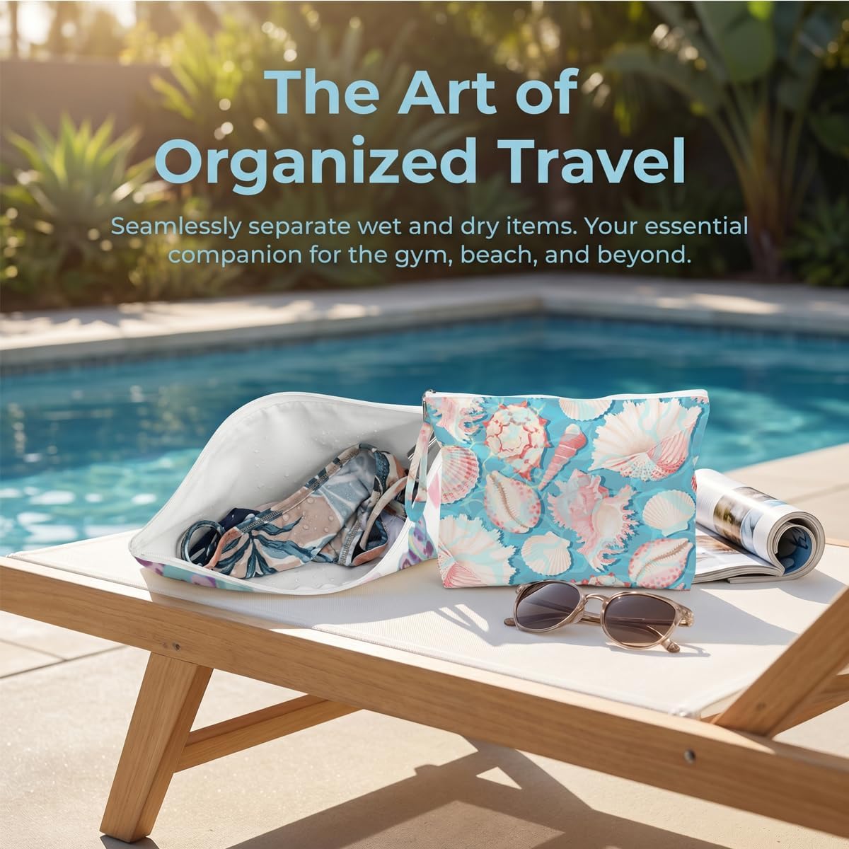 Wet Bag, 2 Pack Travel Vacation Reusable Waterproof Dry Wet Zipper Organizer for Weekend Getaway Beach Trip Gym Daily Toiletry Storage