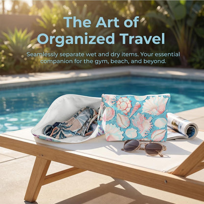 Wet Bag, 2 Pack Travel Vacation Reusable Waterproof Dry Wet Zipper Organizer for Weekend Getaway Beach Trip Gym Daily Toiletry Storage