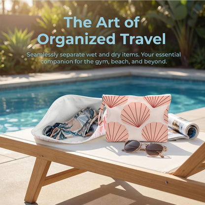Wet Bag, 2 Pack Travel Vacation Reusable Waterproof Dry Wet Zipper Organizer for Weekend Getaway Beach Trip Gym Daily Toiletry Storage