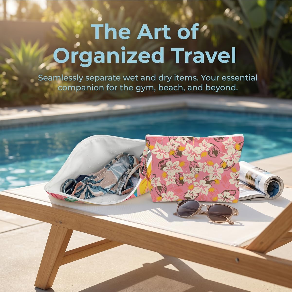 Wet Bag, 2 Pack Travel Vacation Reusable Waterproof Dry Wet Zipper Organizer for Weekend Getaway Beach Trip Gym Daily Toiletry Storage