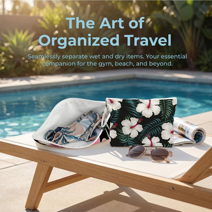 Wet Bag, 2 Pack Travel Vacation Reusable Waterproof Dry Wet Zipper Organizer for Weekend Getaway Beach Trip Gym Daily Toiletry Storage