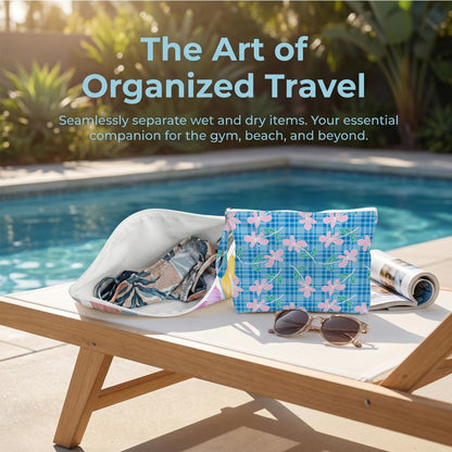 Wet Bag, 2 Pack Travel Vacation Reusable Waterproof Dry Wet Zipper Organizer for Weekend Getaway Beach Trip Gym Daily Toiletry Storage
