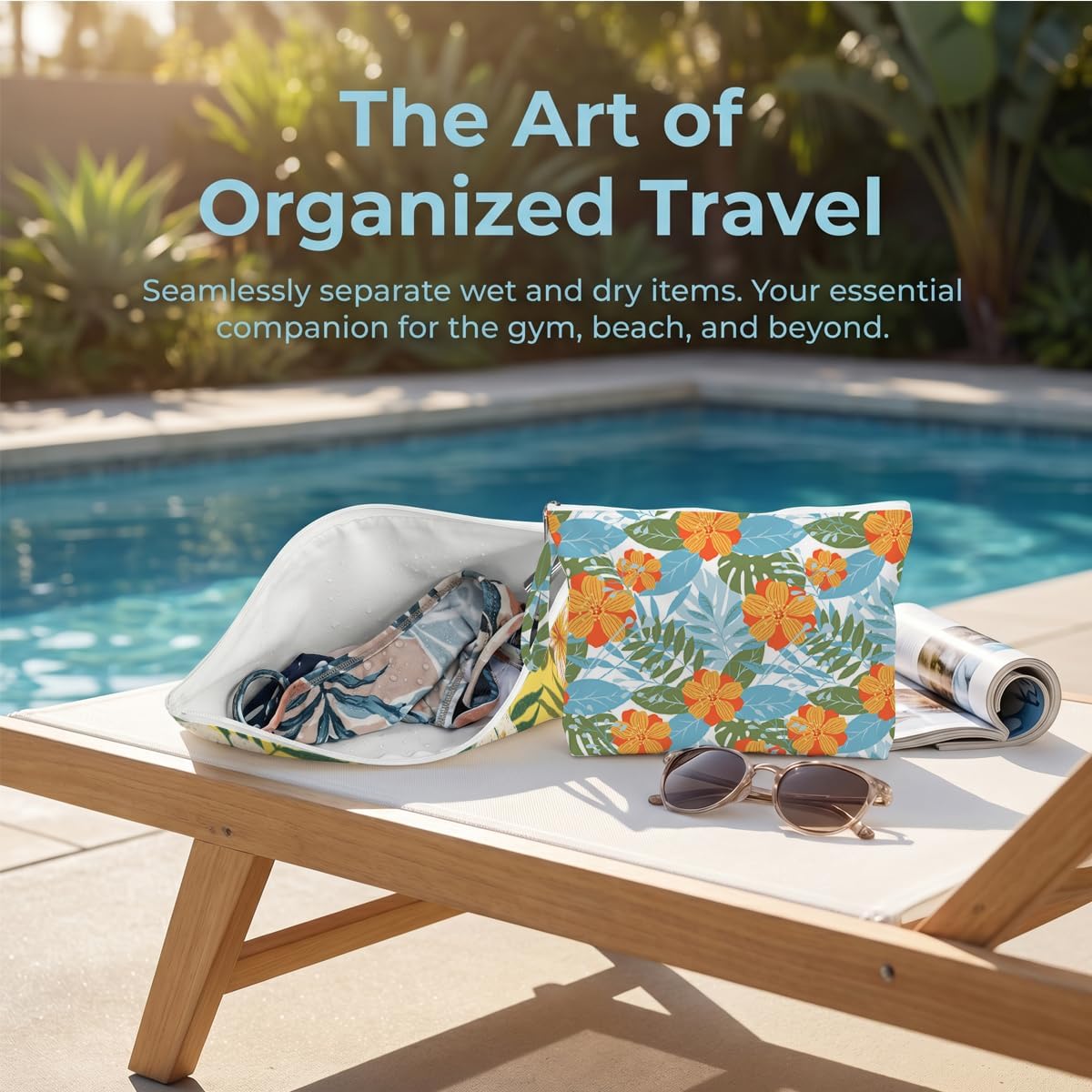 Wet Bag, 2 Pack Travel Vacation Reusable Waterproof Dry Wet Zipper Organizer for Weekend Getaway Beach Trip Gym Daily Toiletry Storage