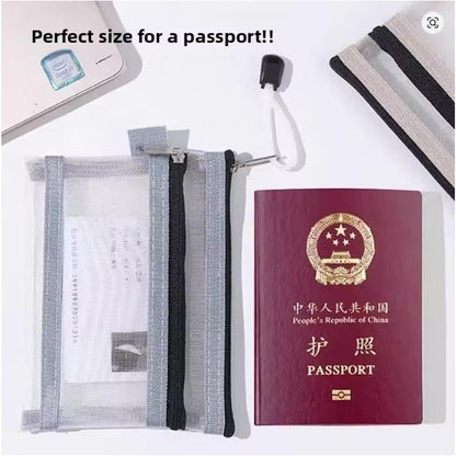 3 Pack Travel Document Organizer Case with Dual Zipper Card Pouch Mesh Small Travel Pouch Passport Holder Passport Wallet for Travel Essentials ID Cards Credit Card Money Coins Air Tickets