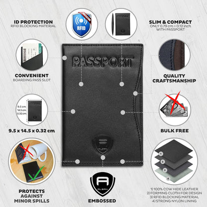 RFID Passport Holder Women Men RFID Blocking Travel Passport Wallet Case Genuine Leather Passport Cover porta pasaporte