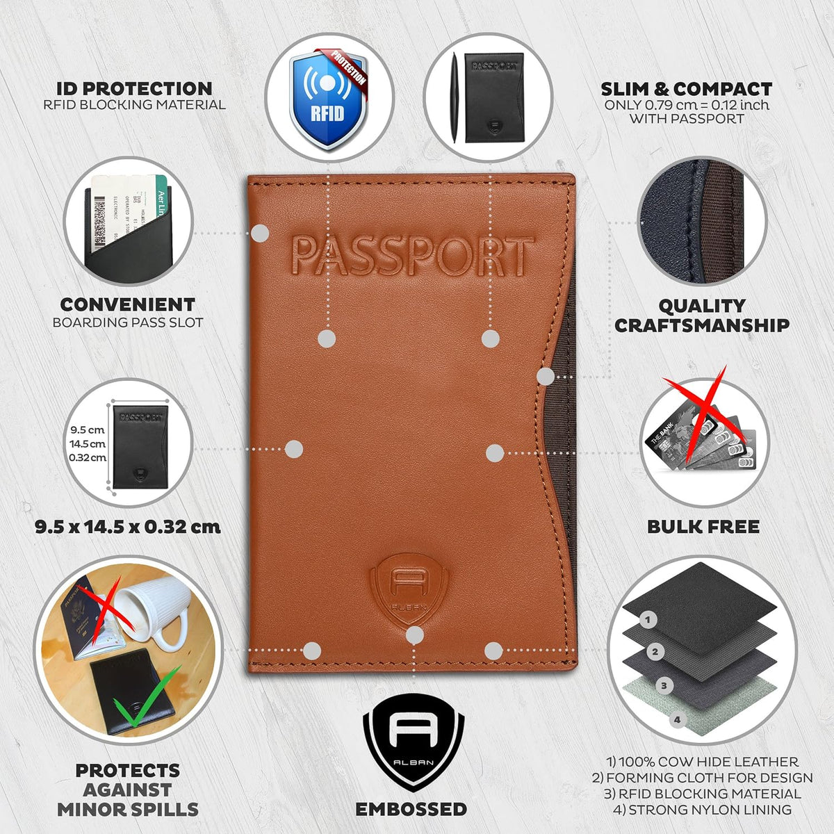 RFID Passport Holder Women Men RFID Blocking Travel Passport Wallet Case Genuine Leather Passport Cover porta pasaporte