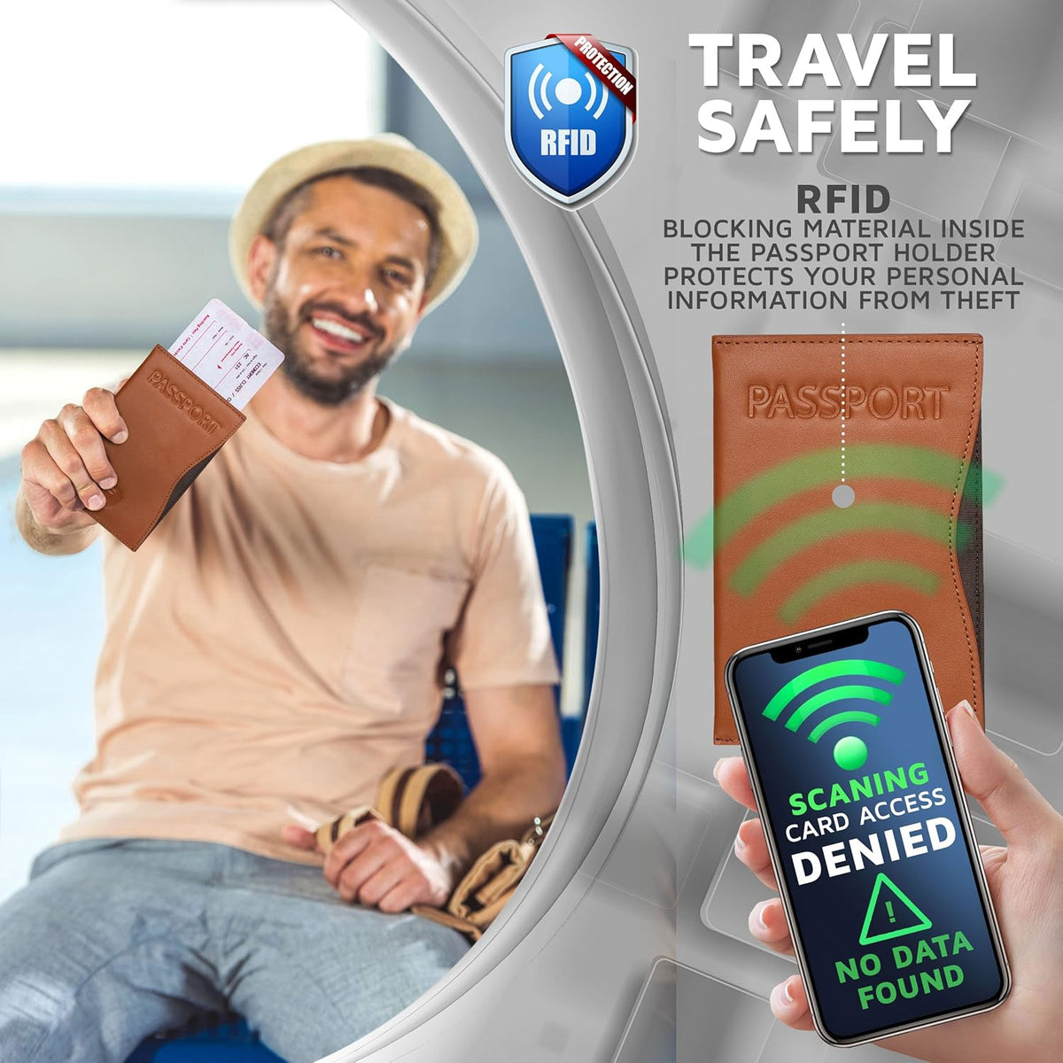 RFID Passport Holder Women Men RFID Blocking Travel Passport Wallet Case Genuine Leather Passport Cover porta pasaporte