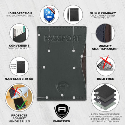 RFID Passport Holder Women Men RFID Blocking Travel Passport Wallet Case Genuine Leather Passport Cover porta pasaporte