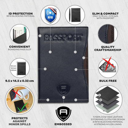 RFID Passport Holder Women Men RFID Blocking Travel Passport Wallet Case Genuine Leather Passport Cover porta pasaporte