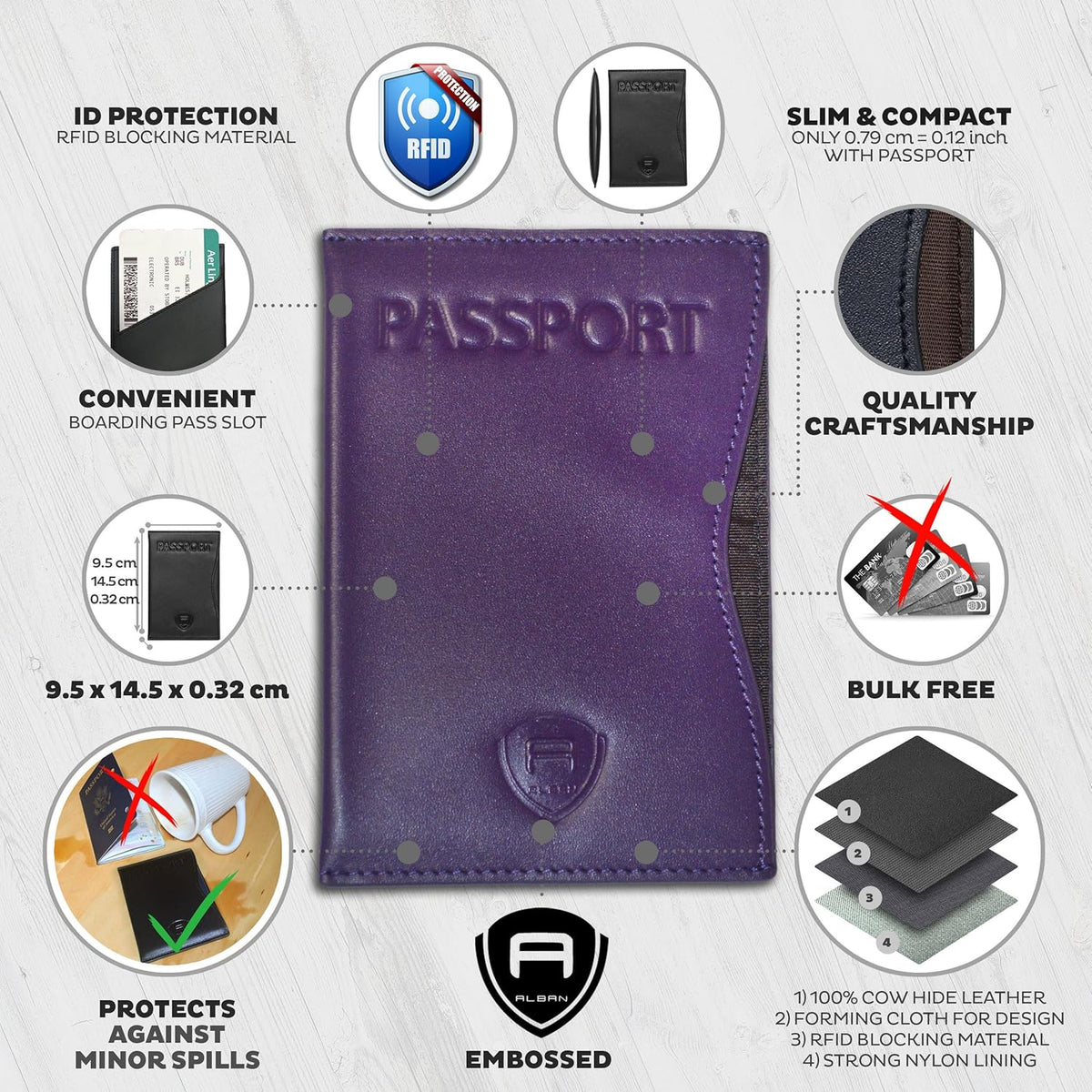 RFID Passport Holder Women Men RFID Blocking Travel Passport Wallet Case Genuine Leather Passport Cover porta pasaporte