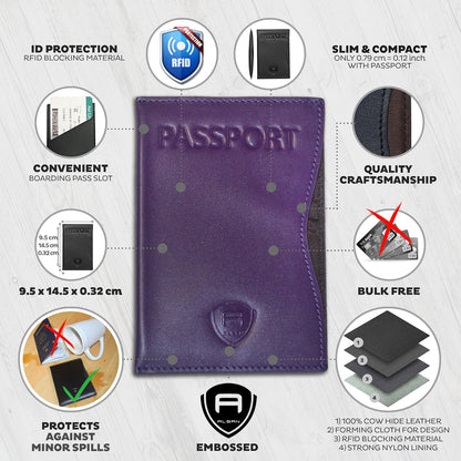 RFID Passport Holder Women Men RFID Blocking Travel Passport Wallet Case Genuine Leather Passport Cover porta pasaporte