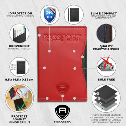 RFID Passport Holder Women Men RFID Blocking Travel Passport Wallet Case Genuine Leather Passport Cover porta pasaporte