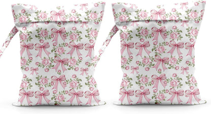 Waterproof Cloth Diaper Wet Dry Bag Reusable Travel Beach Pool Wet Bags | Daycare Soiled Toddler Items Yoga Gym Bag for Swimsuits Wet Clothes Bags - Pink Coastal Pattern