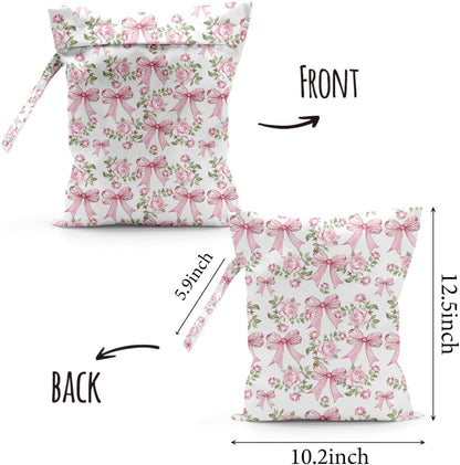 Waterproof Cloth Diaper Wet Dry Bag Reusable Travel Beach Pool Wet Bags | Daycare Soiled Toddler Items Yoga Gym Bag for Swimsuits Wet Clothes Bags - Pink Coastal Pattern