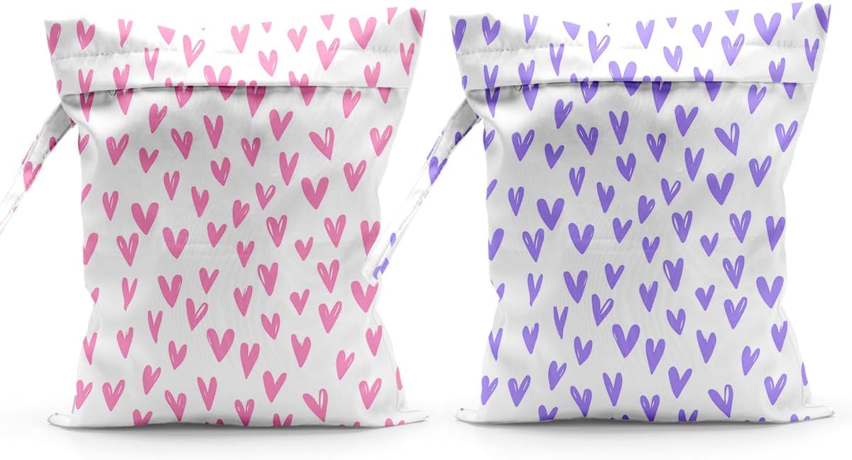 Waterproof Cloth Diaper Wet Dry Bag Reusable Travel Beach Pool Wet Bags | Daycare Soiled Toddler Items Yoga Gym Bag for Swimsuits Wet Clothes Bags - Pink Coastal Pattern