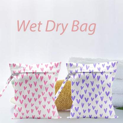 Waterproof Cloth Diaper Wet Dry Bag Reusable Travel Beach Pool Wet Bags | Daycare Soiled Toddler Items Yoga Gym Bag for Swimsuits Wet Clothes Bags - Pink Coastal Pattern