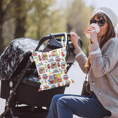Waterproof Cloth Diaper Wet Dry Bag Reusable Travel Beach Pool Wet Bags | Daycare Soiled Toddler Items Yoga Gym Bag for Swimsuits Wet Clothes Bags - Pink Coastal Pattern