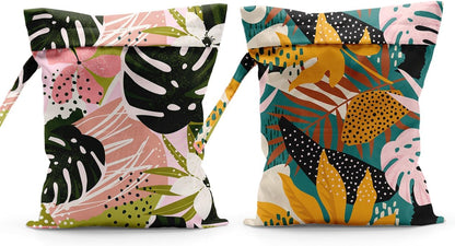 Waterproof Cloth Diaper Wet Dry Bag Reusable Travel Beach Pool Wet Bags | Daycare Soiled Toddler Items Yoga Gym Bag for Swimsuits Wet Clothes Bags - Pink Coastal Pattern