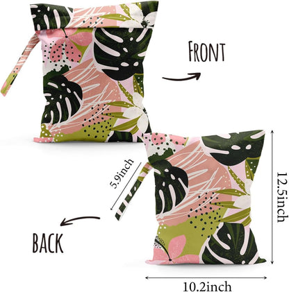 Waterproof Cloth Diaper Wet Dry Bag Reusable Travel Beach Pool Wet Bags | Daycare Soiled Toddler Items Yoga Gym Bag for Swimsuits Wet Clothes Bags - Pink Coastal Pattern