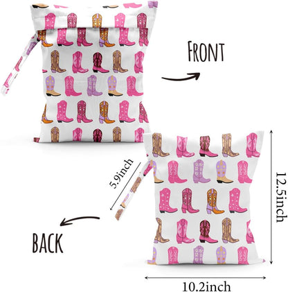 Waterproof Cloth Diaper Wet Dry Bag Reusable Travel Beach Pool Wet Bags | Daycare Soiled Toddler Items Yoga Gym Bag for Swimsuits Wet Clothes Bags - Pink Coastal Pattern