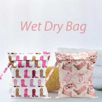 Waterproof Cloth Diaper Wet Dry Bag Reusable Travel Beach Pool Wet Bags | Daycare Soiled Toddler Items Yoga Gym Bag for Swimsuits Wet Clothes Bags - Pink Coastal Pattern