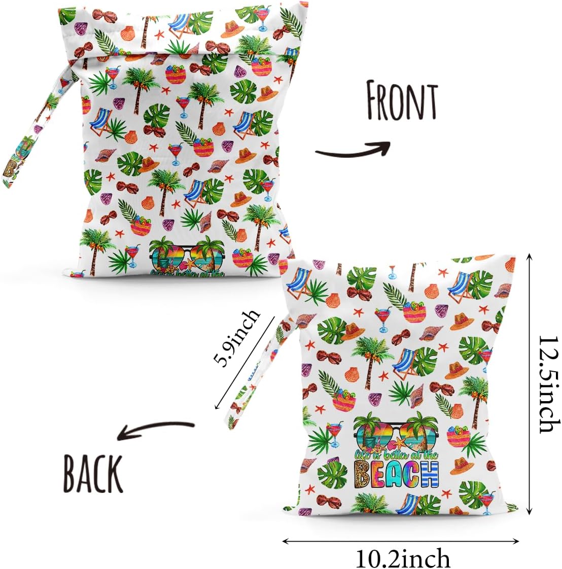 Waterproof Cloth Diaper Wet Dry Bag Reusable Travel Beach Pool Wet Bags | Daycare Soiled Toddler Items Yoga Gym Bag for Swimsuits Wet Clothes Bags - Pink Coastal Pattern