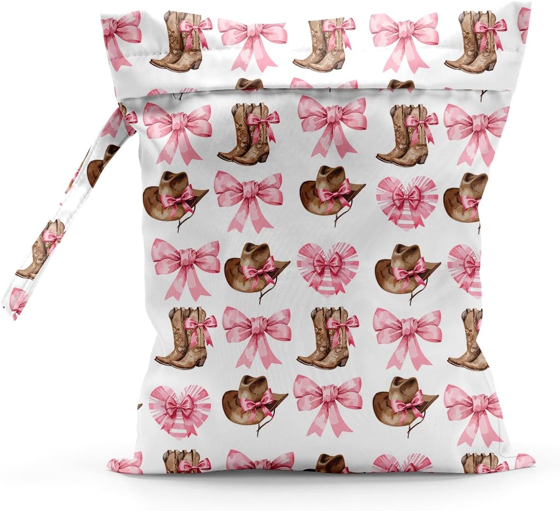 Waterproof Cloth Diaper Wet Dry Bag Reusable Travel Beach Pool Wet Bags | Daycare Soiled Toddler Items Yoga Gym Bag for Swimsuits Wet Clothes Bags - Pink Coastal Pattern